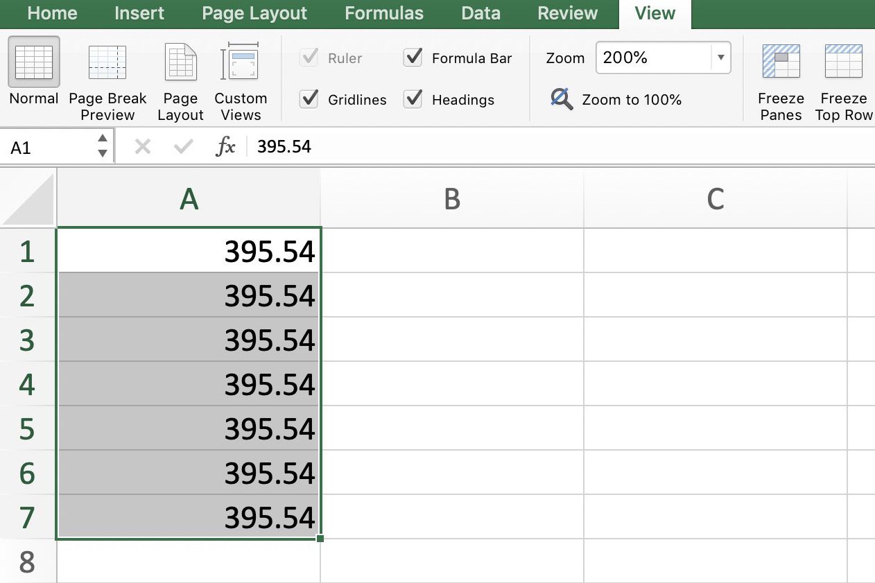 paste on excel for more than one cells on mac